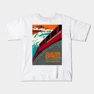 Glacier Express  - Vintage Swiss Railway Travel Poster Kids T-Shirt